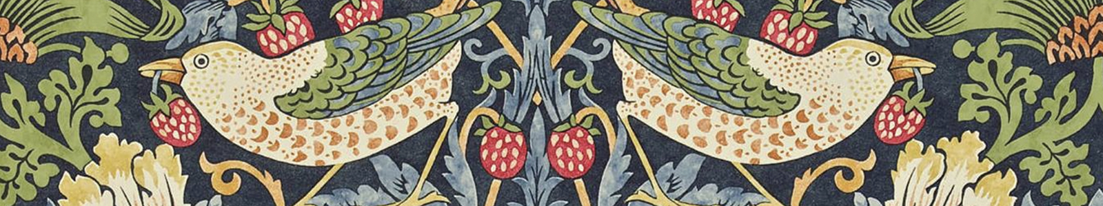 Strawberry Thief upholstery fabric with birds and flowers in a richly detailed William Morris Arts and Crafts pattern