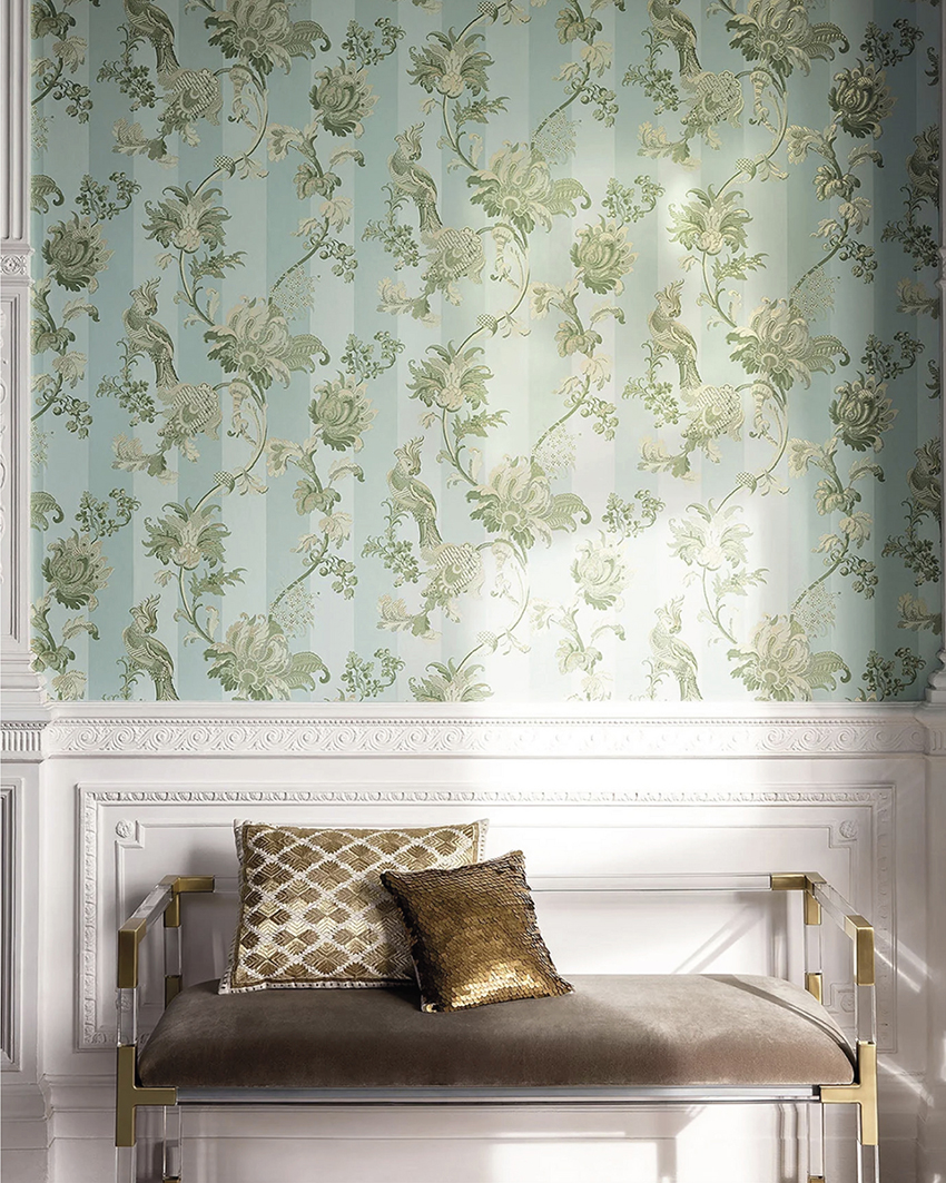 Zerzura exotic bird wallpaper by Cole & Son with parrots and palms for bold, luxury feature walls