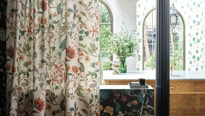Osborne & Little Chellah floral made-to-measure curtains in a contemporary interior