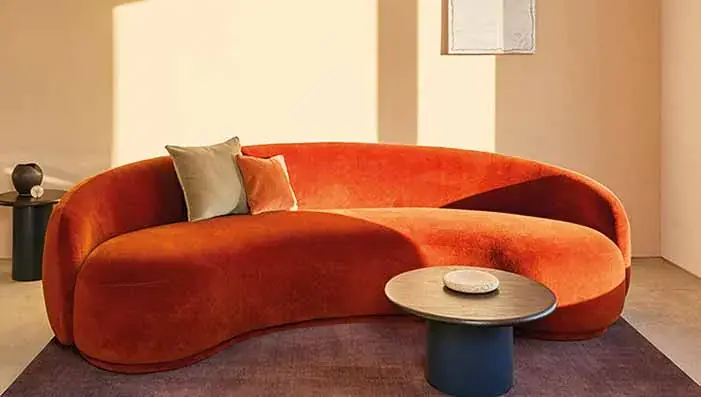 Orange Velvet Upholstery Fabric