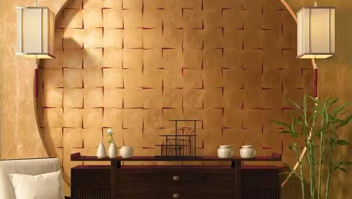 Maya Romanoff Gilded Cloth wallpaper featuring hand-inlaid metal leaf on textured canvas