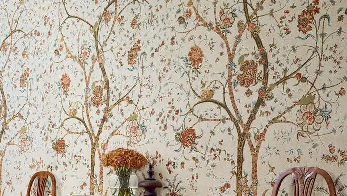 Anna French Clermont wallpapers featuring French provincial florals, botanical motifs and archival block print designs