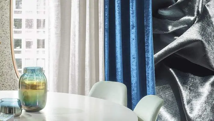 Sekers Brava woven upholstery fabrics styled within a modern hospitality interior