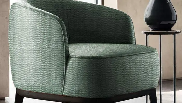 Sekers Rowan recycled herringbone upholstery fabrics styled in a luxury interior