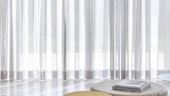 Sekers Sunda wide width sheer fabrics styled in a contemporary hospitality interior