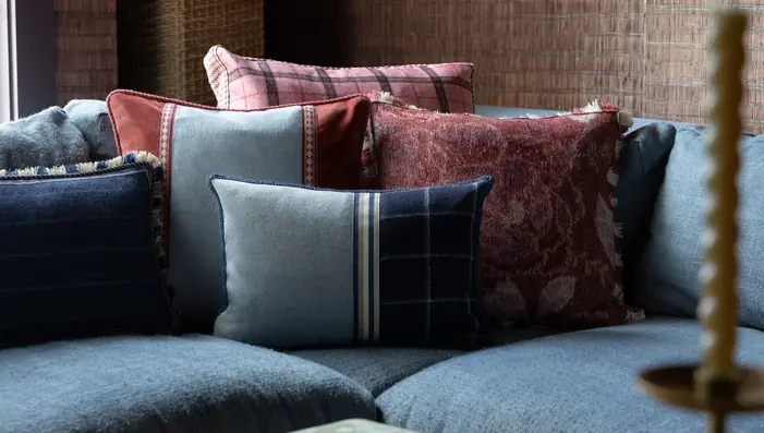 Samuel & Sons trimmings on decorative cushions and upholstery