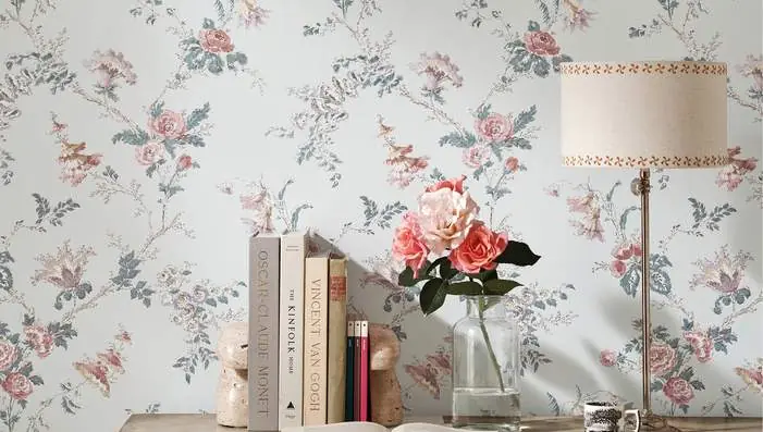 Nina Campbell Dauphine wallpapers featuring trailing florals, wisteria, leafy stripes and classic damask