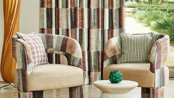 Prestigious Textiles Revival fabrics featuring geometric jacquards, printed woven patterns and embroidered stripes