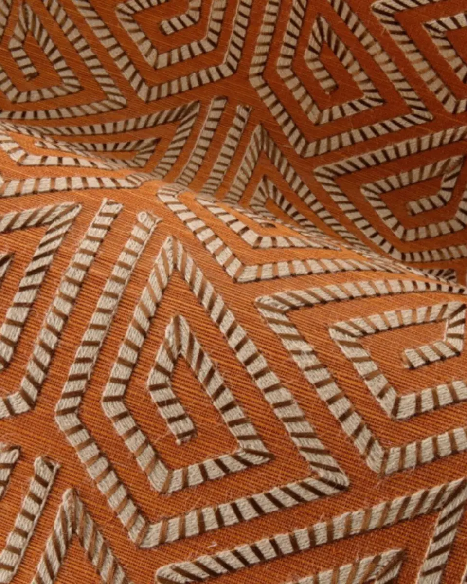 Arte Alata embroidered geometric 3D wallpaper in orange (15711)