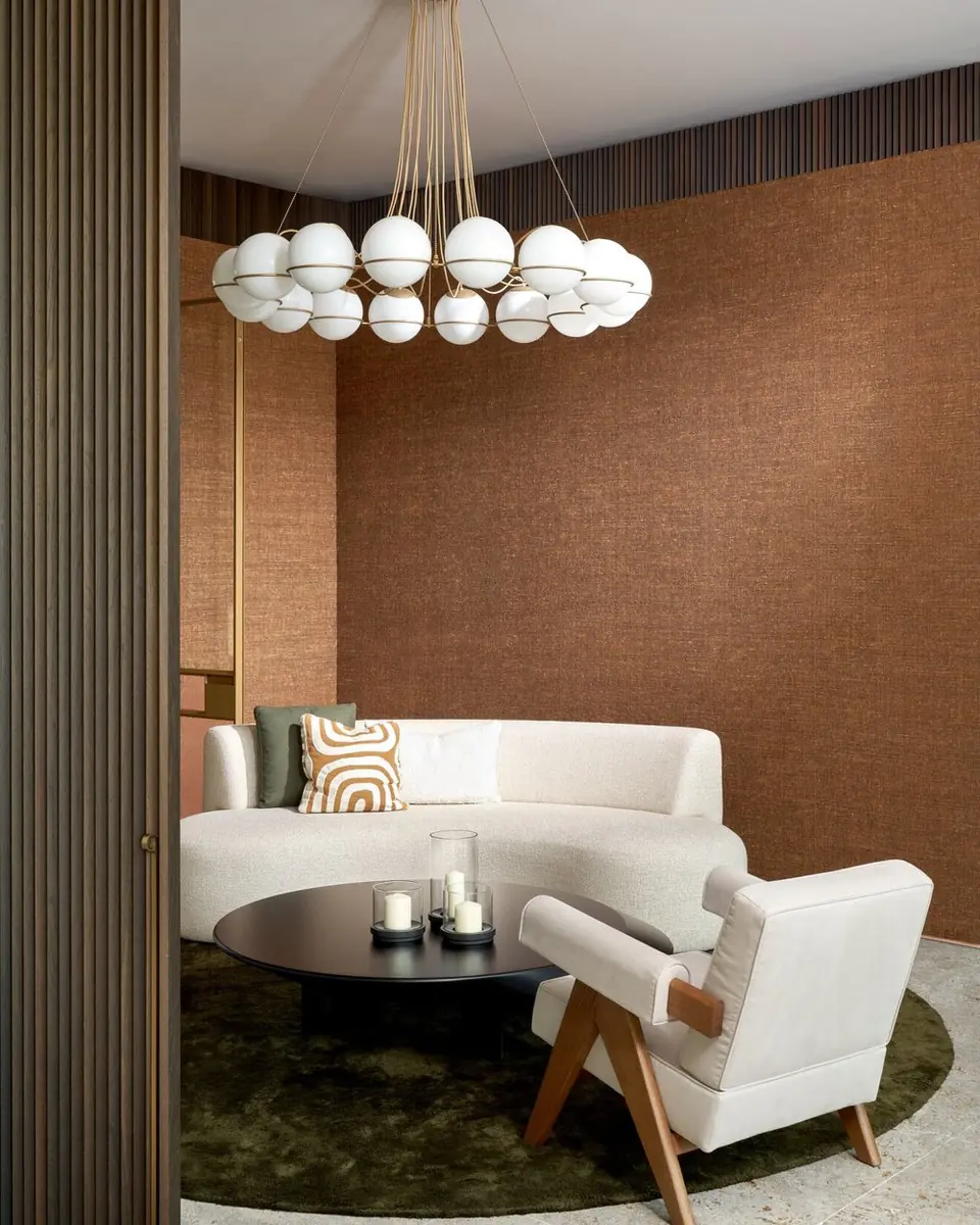Arte Katia Silk wallcovering woven from 80% hand-spun Katia silk and 20% cotton; classic luxury fabric wallpaper with gentle sheen.