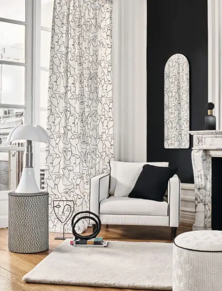 Camengo Visage Black White Fabric 34330214