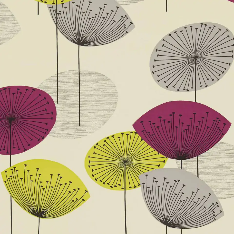 Matching Wallpaper and Fabrics Dandelion Clocks from Sanderson