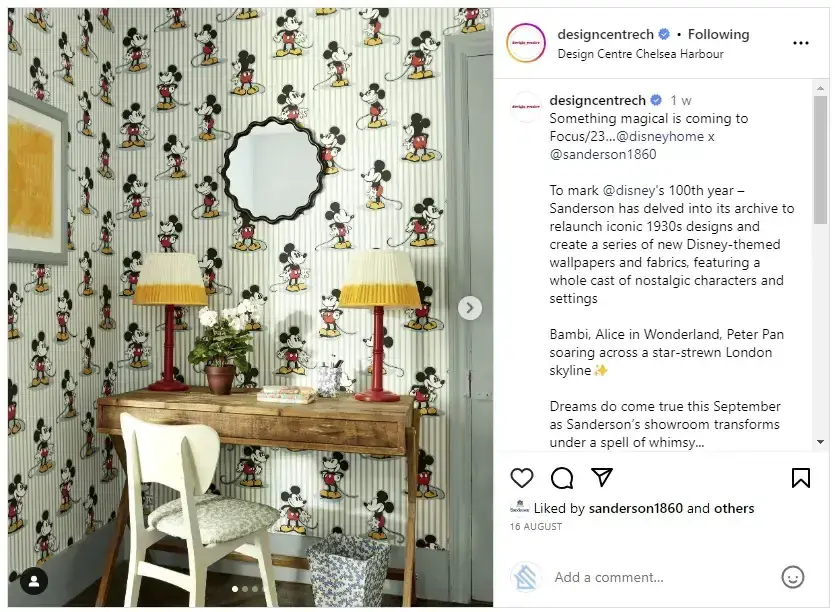 Design Centre Chelsea Harbour Disney Home x Sanderson collaboration