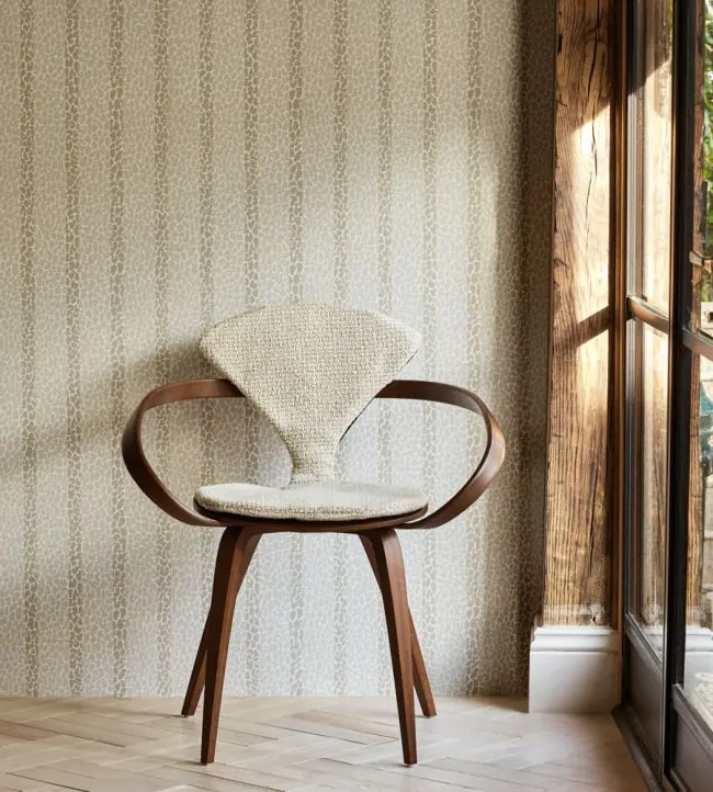 Lacuna stripe wallpaper by Harlequin layered with subtle animal print textures