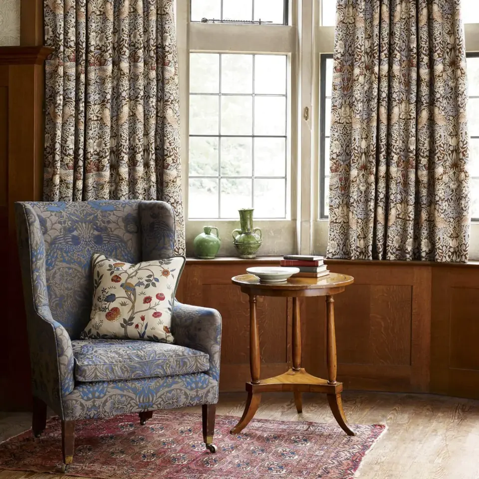 Matching Wallpaper and Fabric Strawberry Thief from Morris & Co