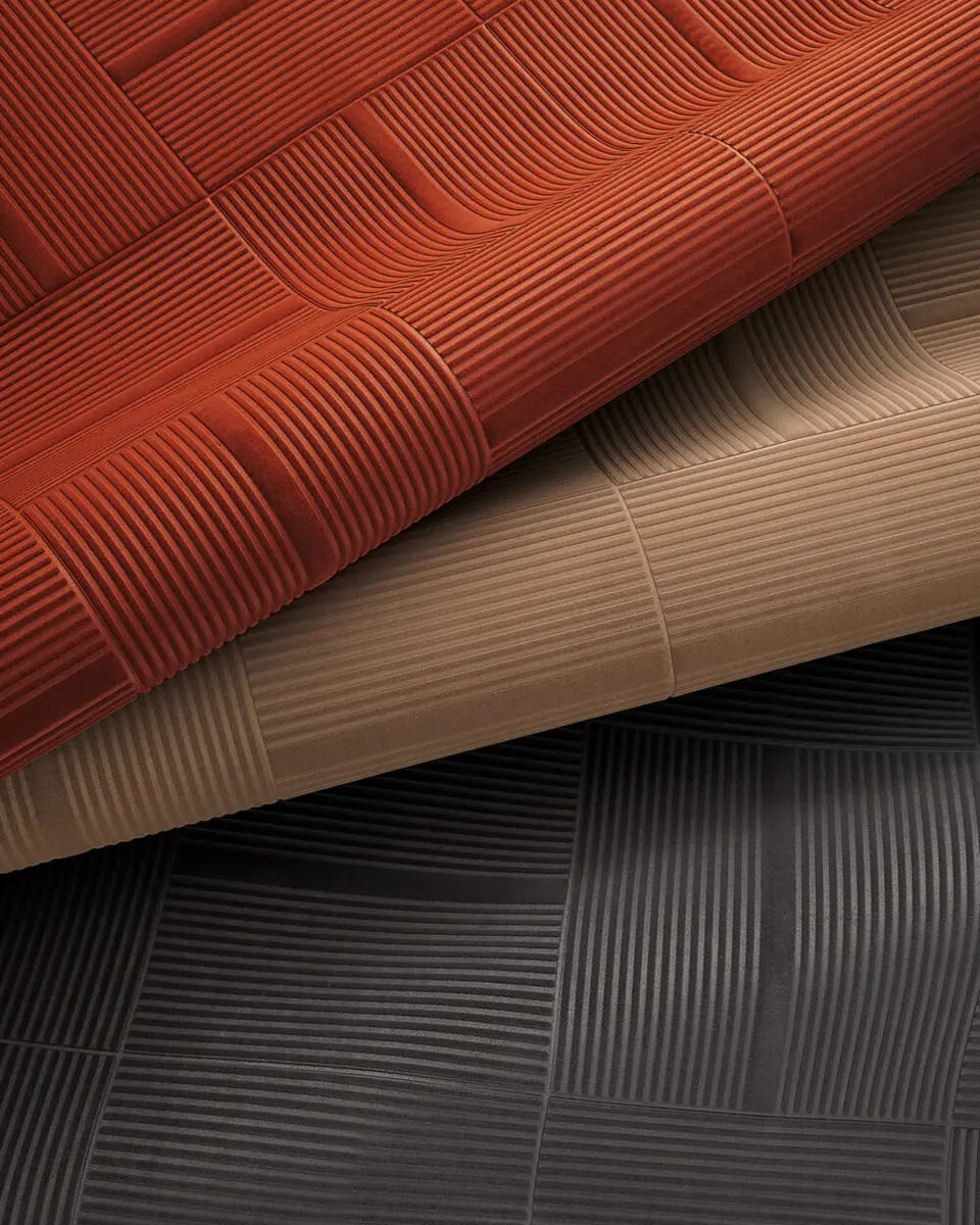 Phillip Jeffries Tufted Tiles velvet-embossed geometric wallcovering