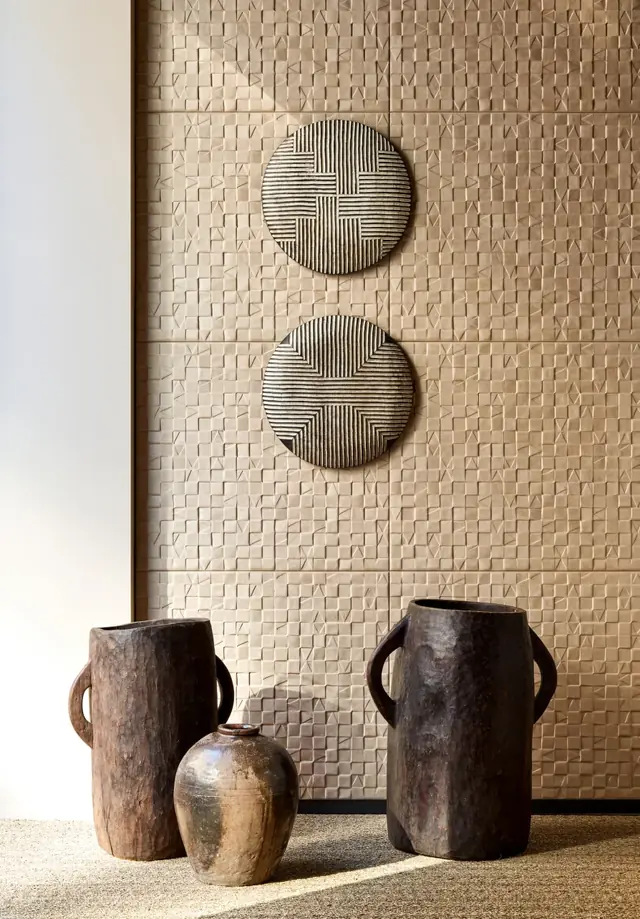 Arte textured wallcovering in a neutral interior