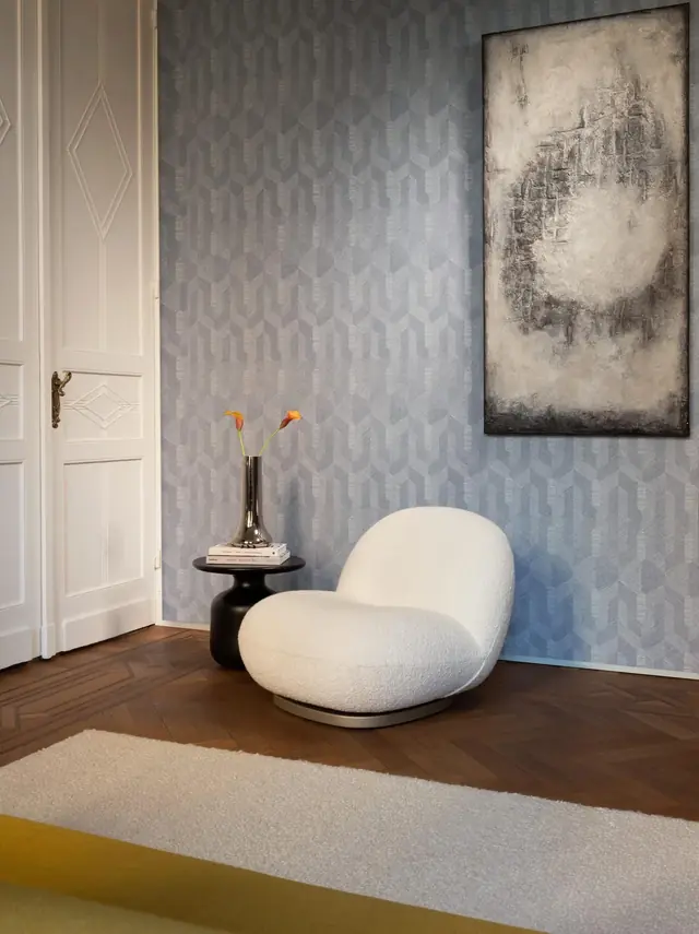 Arte Essentials Luxor Art Deco inspired wallcovering interior