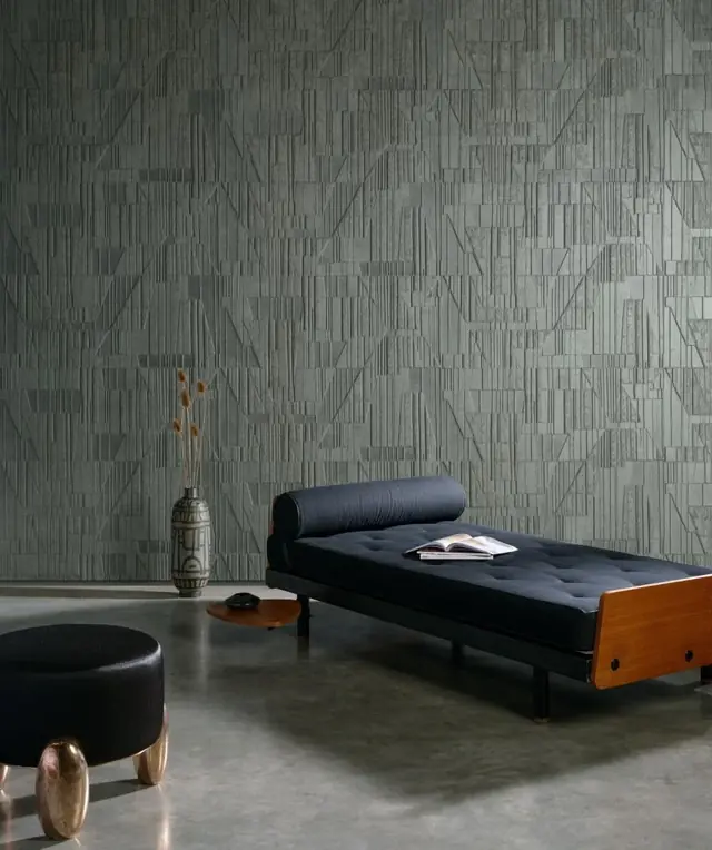 Arte Memphis three-dimensional textile wallcovering interior