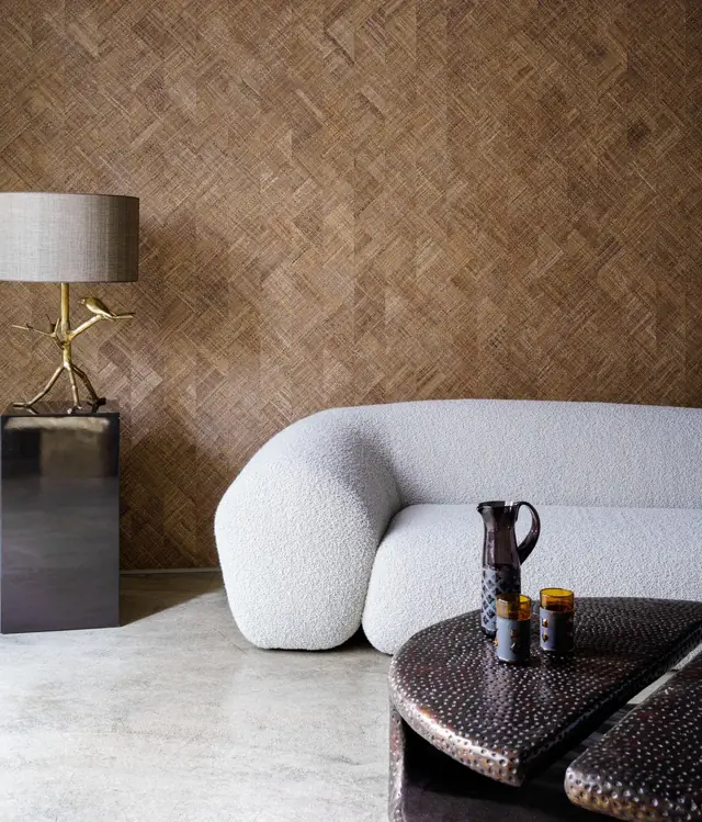 Arte Rutile 52420 Nutmeg Brown 90cm wide raffia wallpaper showing natural texture