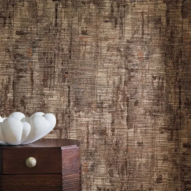 Casamance Manufactura textured brown abstract wallpaper