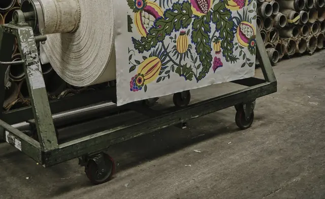 Christopher Farr Cloth printed fabric being produced on a large roll