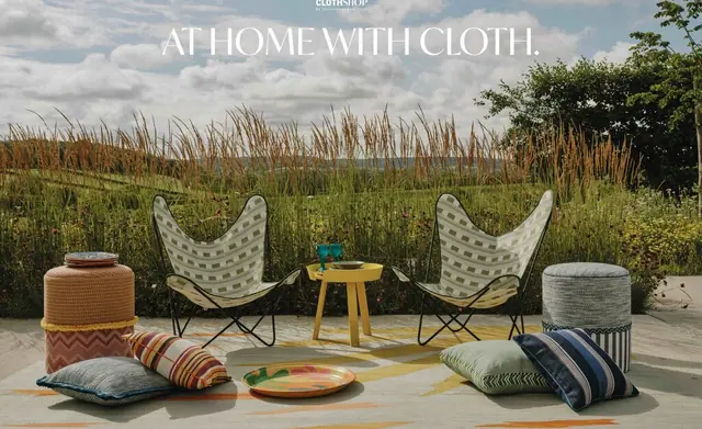 Christopher Farr Cloth outdoor fabrics used on chairs, cushions and upholstered stools