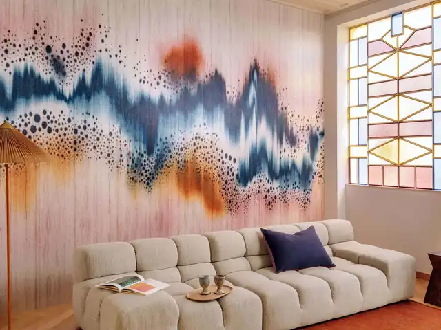 Colourful contemporary luxury wallpaper in a refined interior