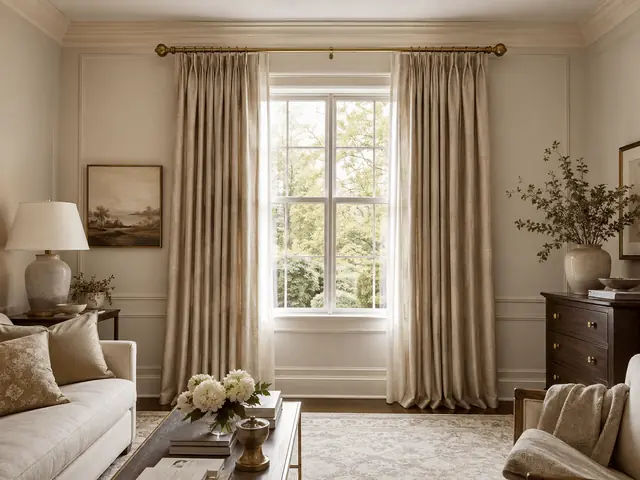 Illustrative made-to-measure curtain with decorative pole and finial