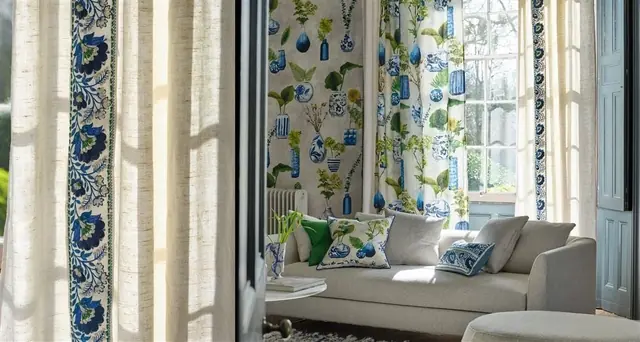 Designers Guild patterned window fabrics suitable for Roman blinds