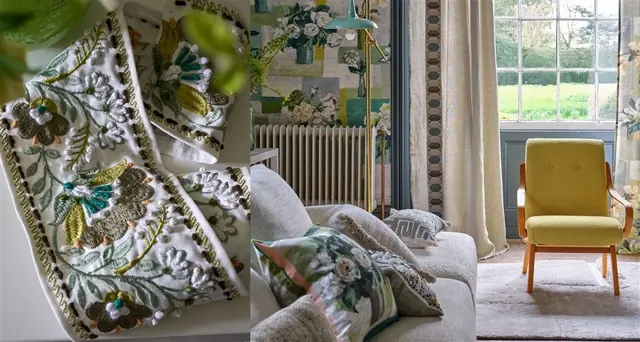 Designers Guild decorative embroidered trim and furnishing detail