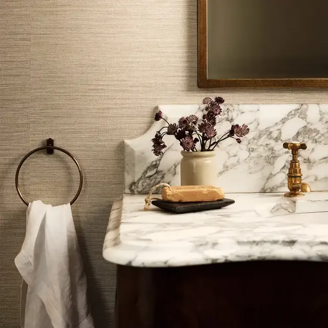 Romo Ciro embossed vinyl wallcovering recreating the texture of woven abaca