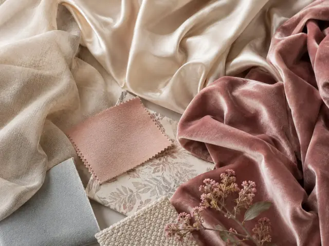 Selection of furnishing fabrics showing different textures, weights and finishes