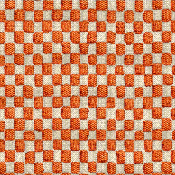 Orange and cream checkerboard fabric with alternating square blocks