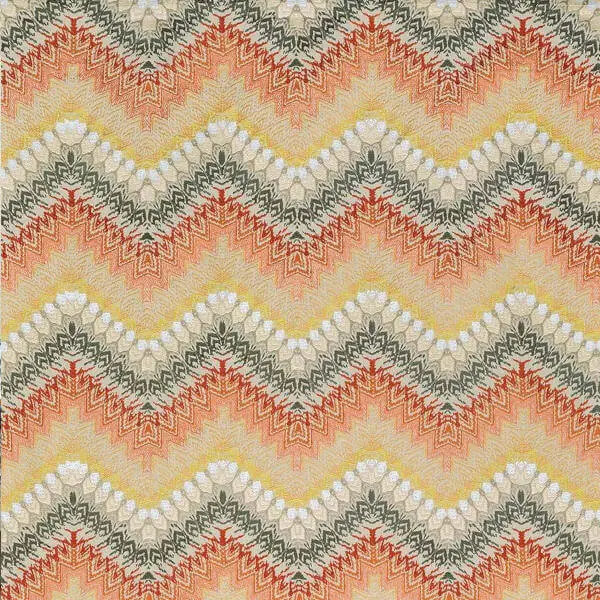 Multi-coloured chevron fabric with repeating zig-zag stripes