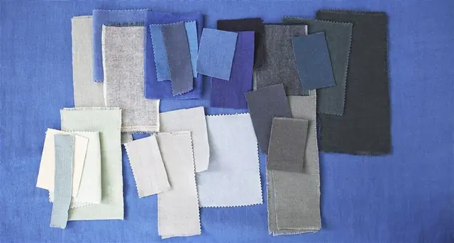 Plain and semi-plain fabric swatches showing subtle differences in texture and colour