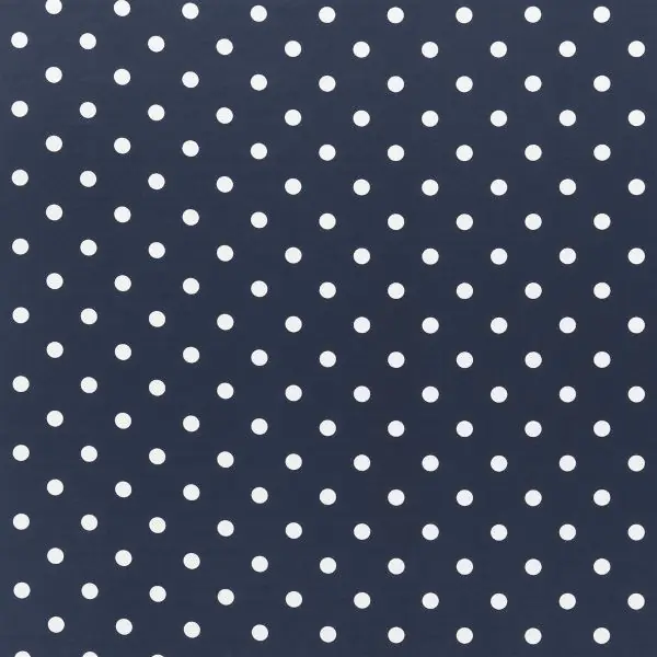 Classic evenly spaced white polka dots on a dark ground