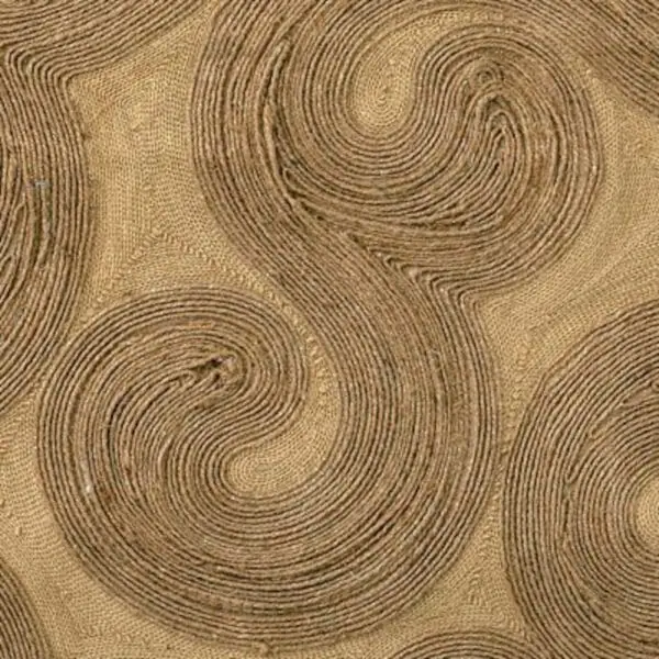 Fabric with large flowing spiral and scroll forms