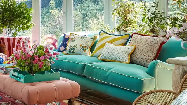 Harlequin fabrics used for colourful bespoke cushions