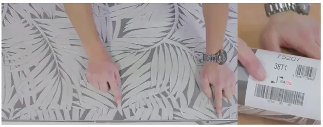 Illustration showing the alternating pattern sequence of half drop repeat wallpaper
