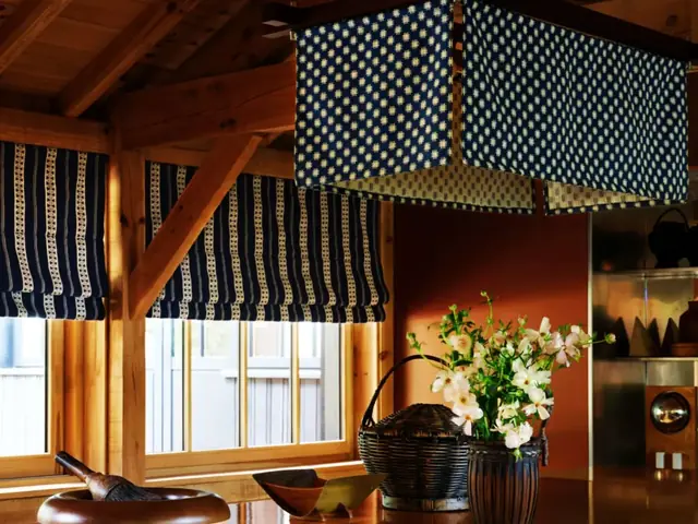Elitis Onomichi patterned fabrics used in a contemporary interior