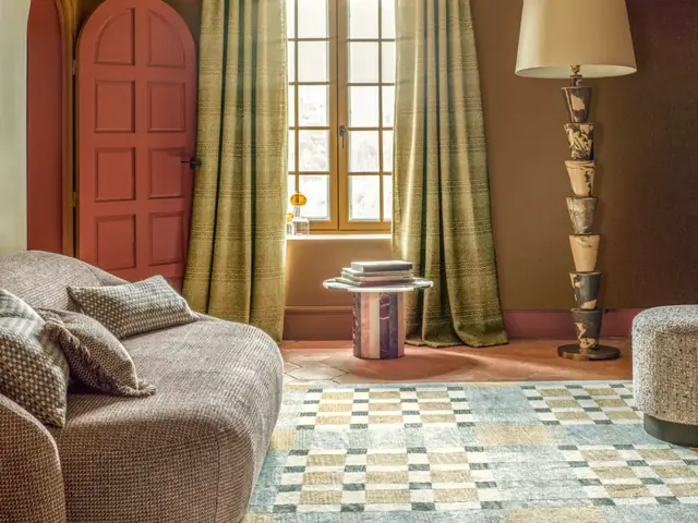 Pierre Frey Sequana II fabric used for curtains in a richly layered room