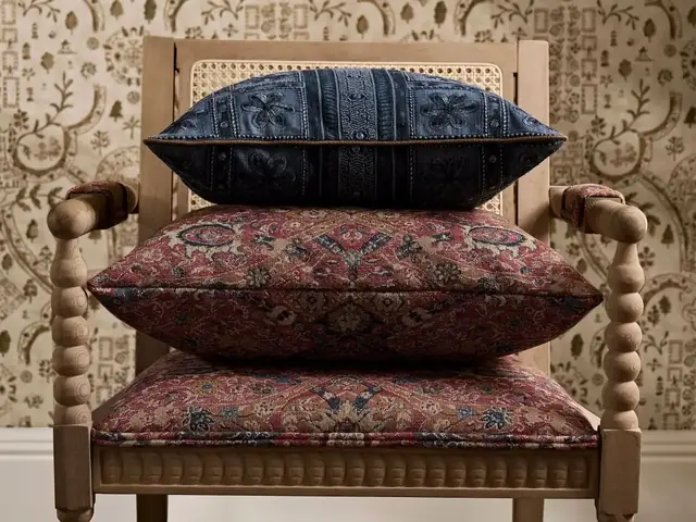 Sanderson Highgrove Wools used on an upholstered chair and cushions