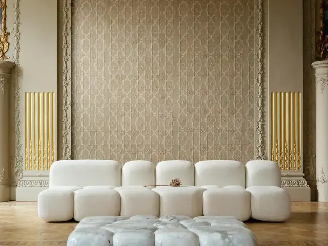Corium leather wallcovering by Arte in a refined interior