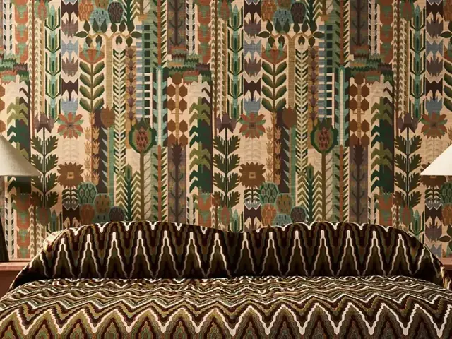 Zamora wallpaper by Harlequin in a richly patterned interior