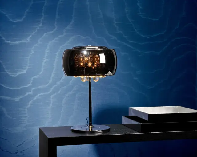 Deep blue contract vinyl wallcovering with a moiré effect