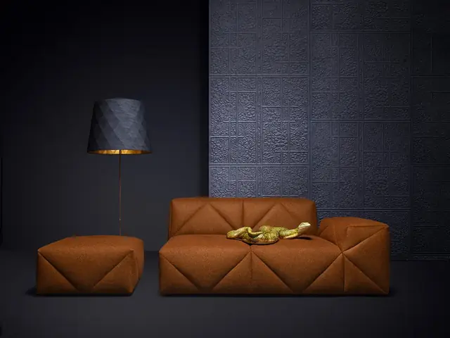 Dark blue Arte Shoji Blossom wallcovering in a contemporary interior