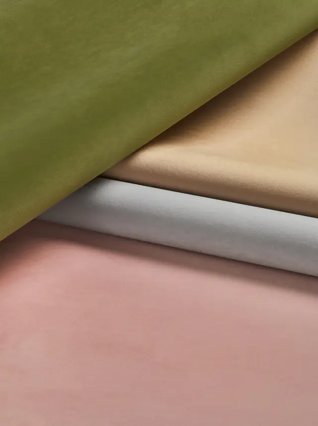 Phillip Jeffries Velvet Cocoon wallcovering showing soft velvet colours and pile