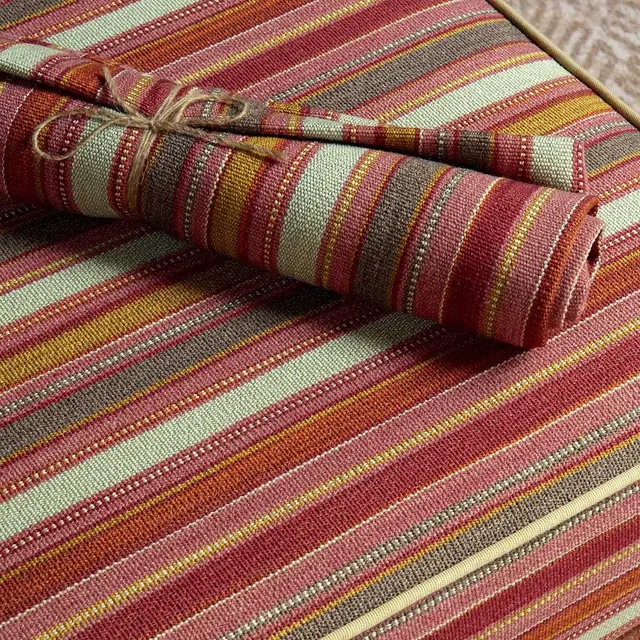Close-up of Pierre Frey Alula striped fabric showing colour and woven texture