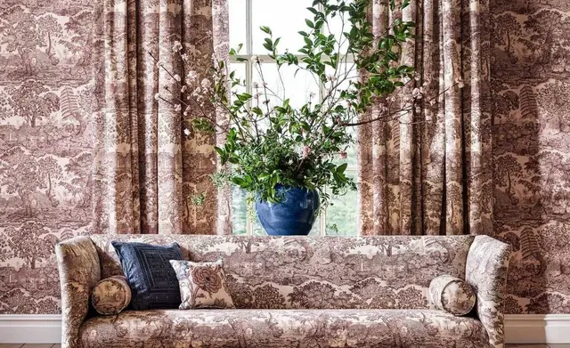 Sanderson Highgrove Toile fabric, curtains and wallpaper in a coordinated interior